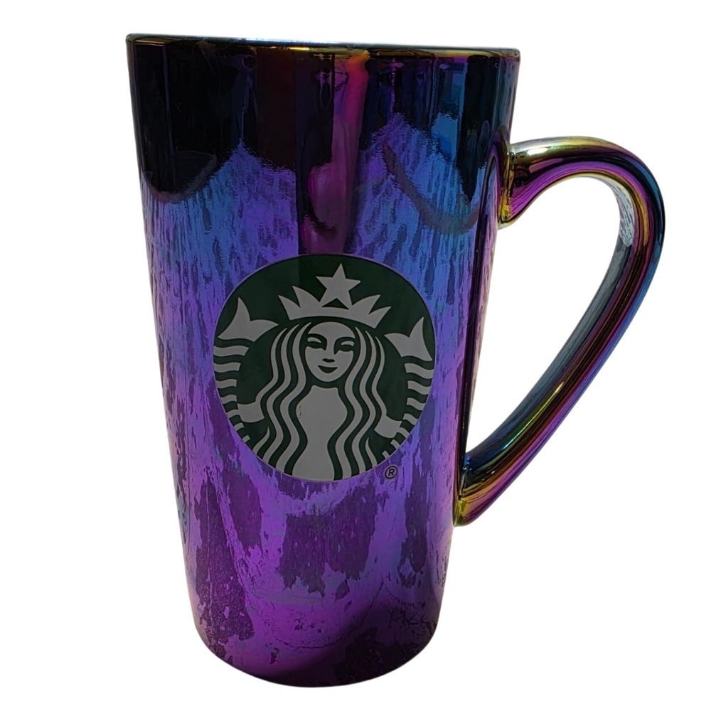 Starbucks 2022 Iridescent Oil Slick Purple Blue Ceramic Coffee Mug 16oz Cup